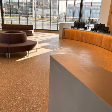 Concrete Reception Desk & Seating for Netflix & Amazon Prime